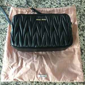 Matelasse Mini Black Leather Cross Body Bag